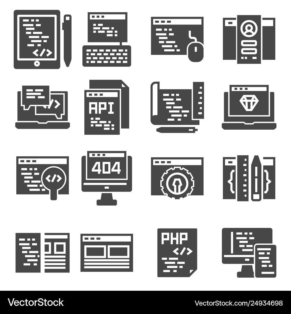 Web development icons set gray color vector image