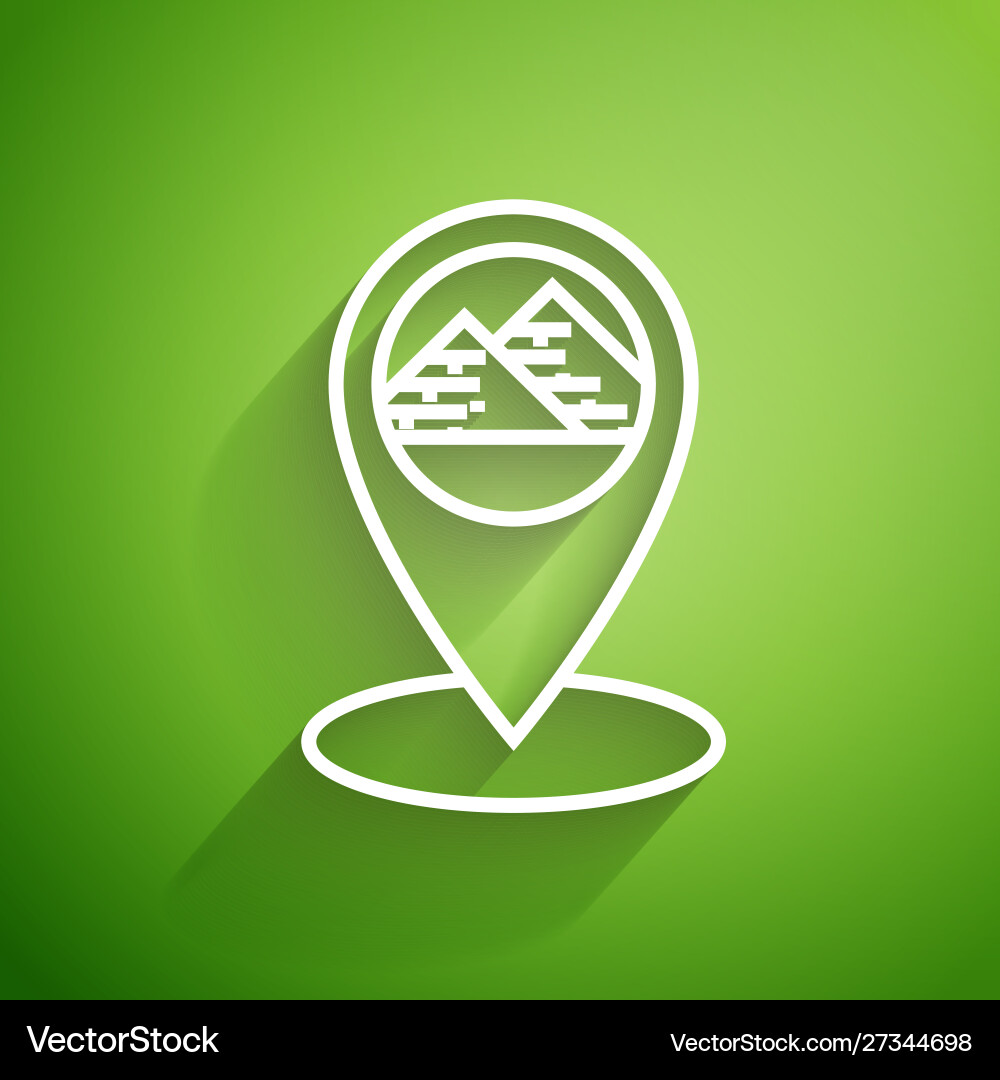 White line map pointer with egypt pyramids icon White line map pointer with egypt pyramids icon vector image