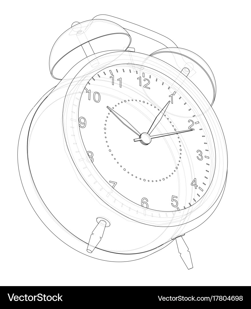 Wireframe Alarm Clock Sketch vector image