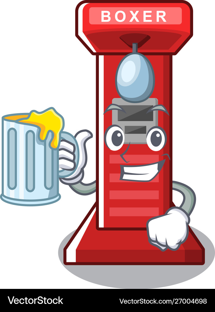 With juice boxing game machine in character Vector Image