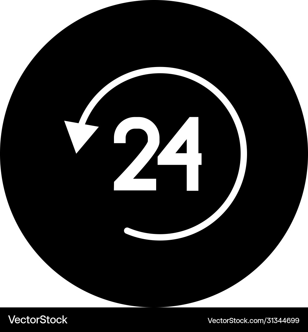 24 hours service symbol and arrow icon block vector image