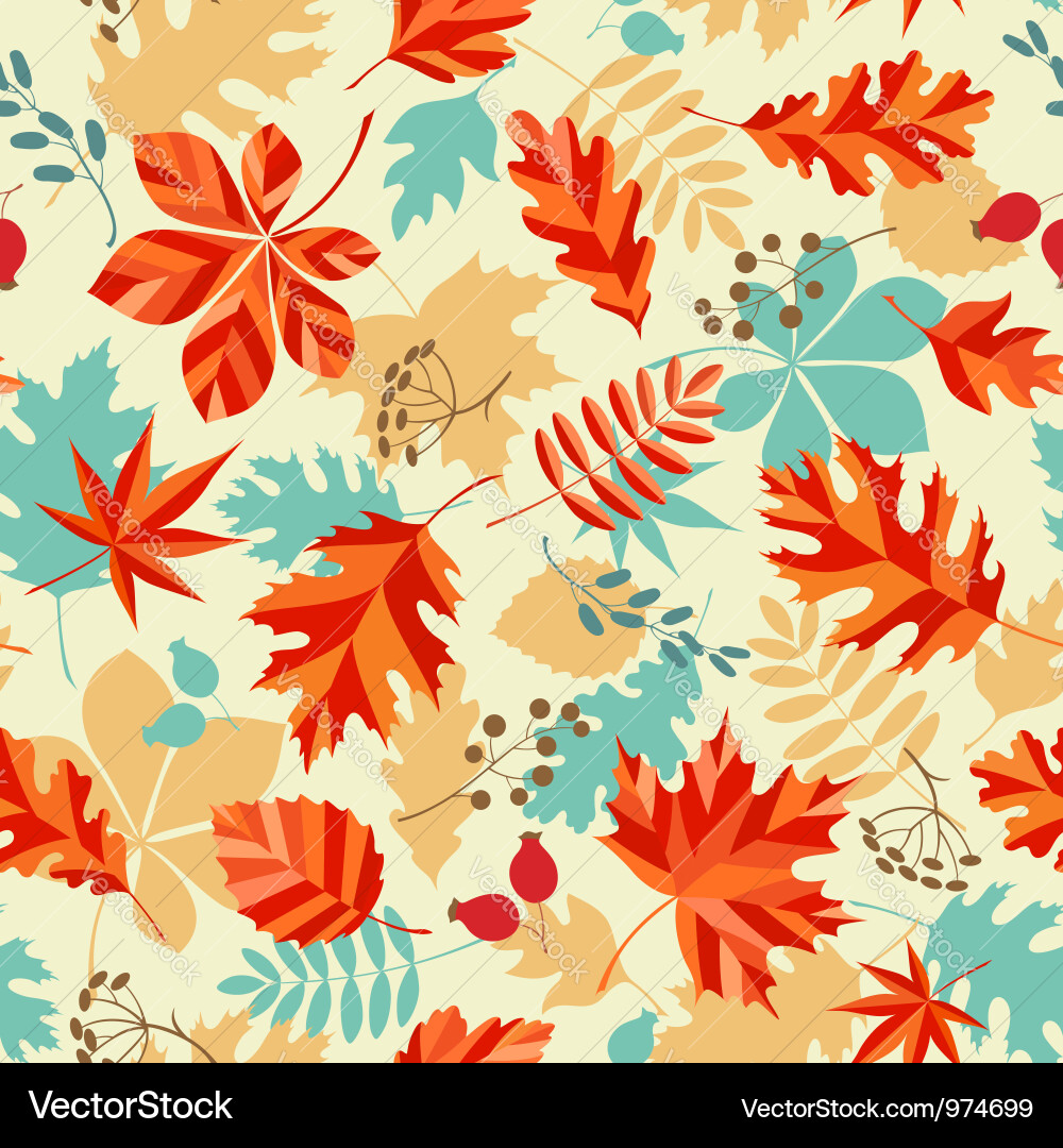 Autumn Leaf & Berry Pattern vector image