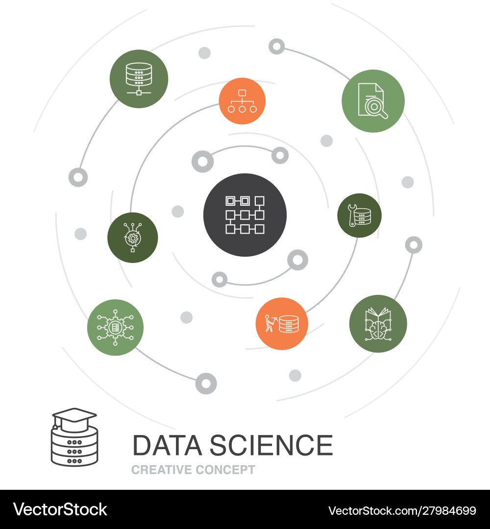 Data science colored circle concept with simple Vector Image