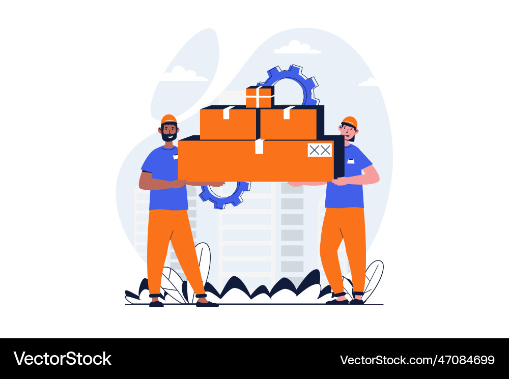 Delivery service web concept with character scene Delivery service web concept with character scene vector image