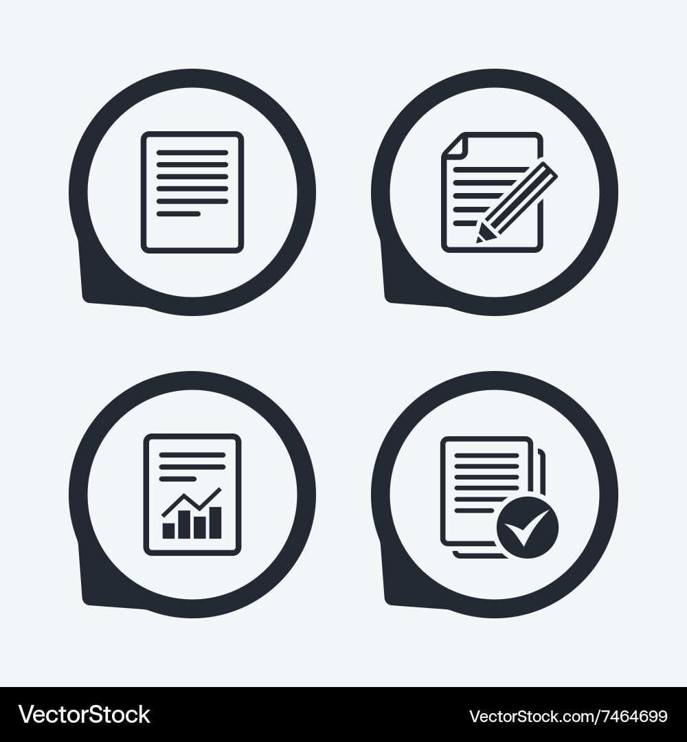 Document icons file with chart and checkbox Vector Image