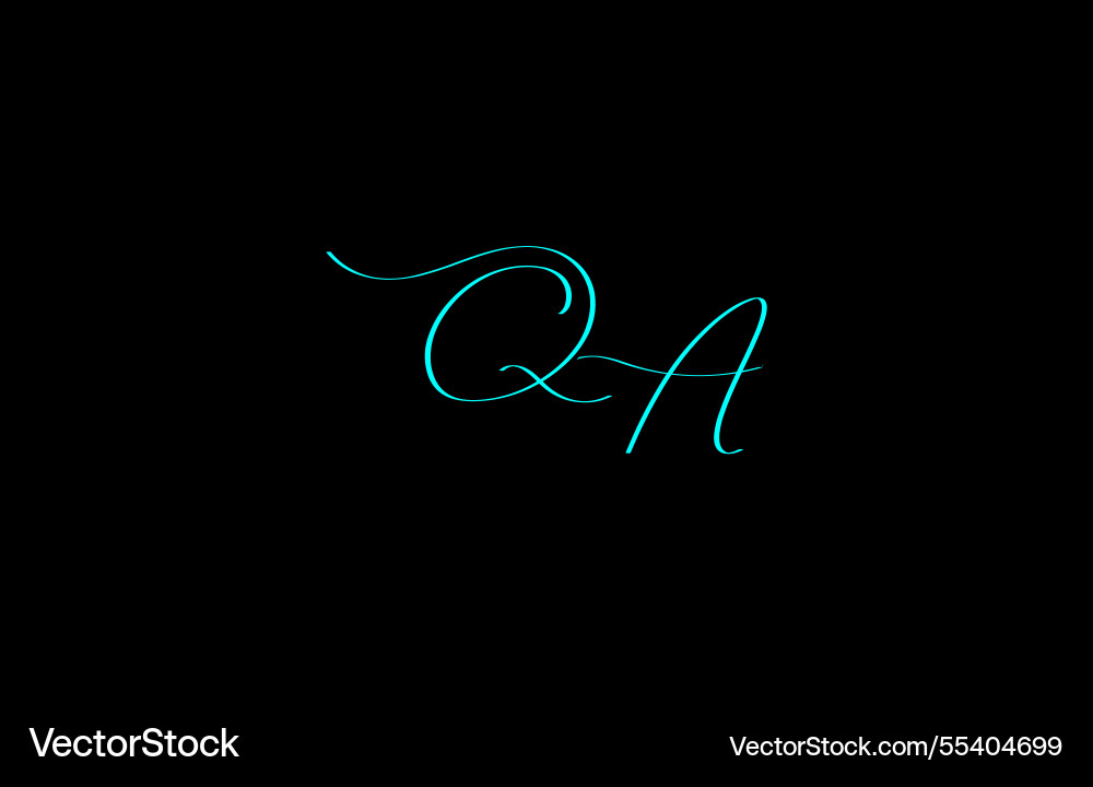 Elegant calligraphy of cursive qa logo vector image