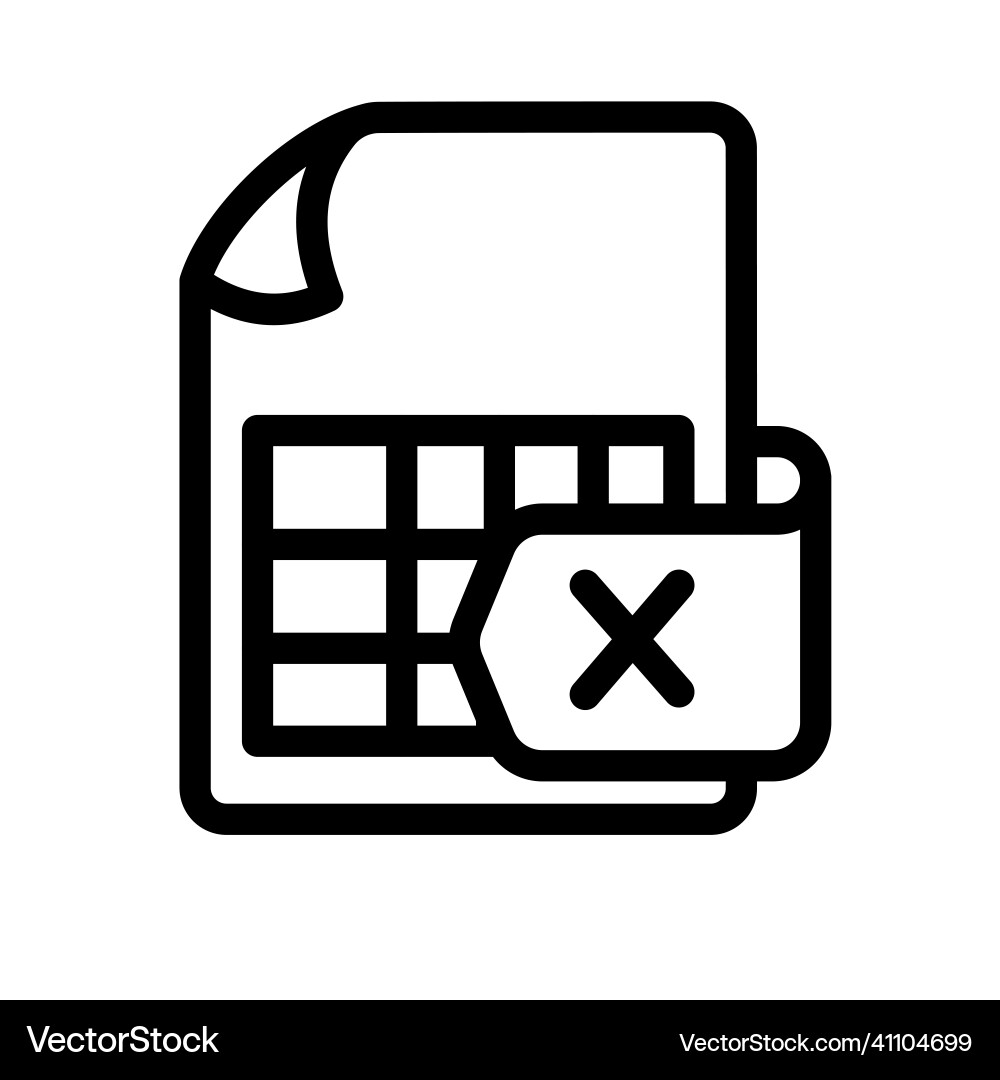 Excel document file paper page sheet single vector image