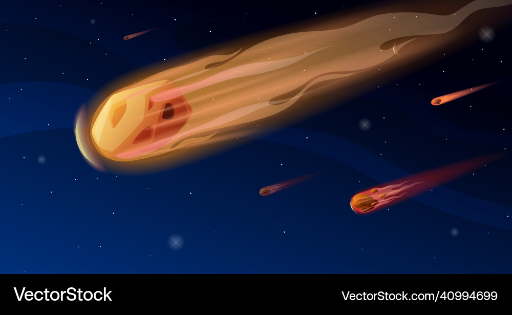 Falling comet or meteorite at outer space Falling comet or meteorite at outer space vector image
