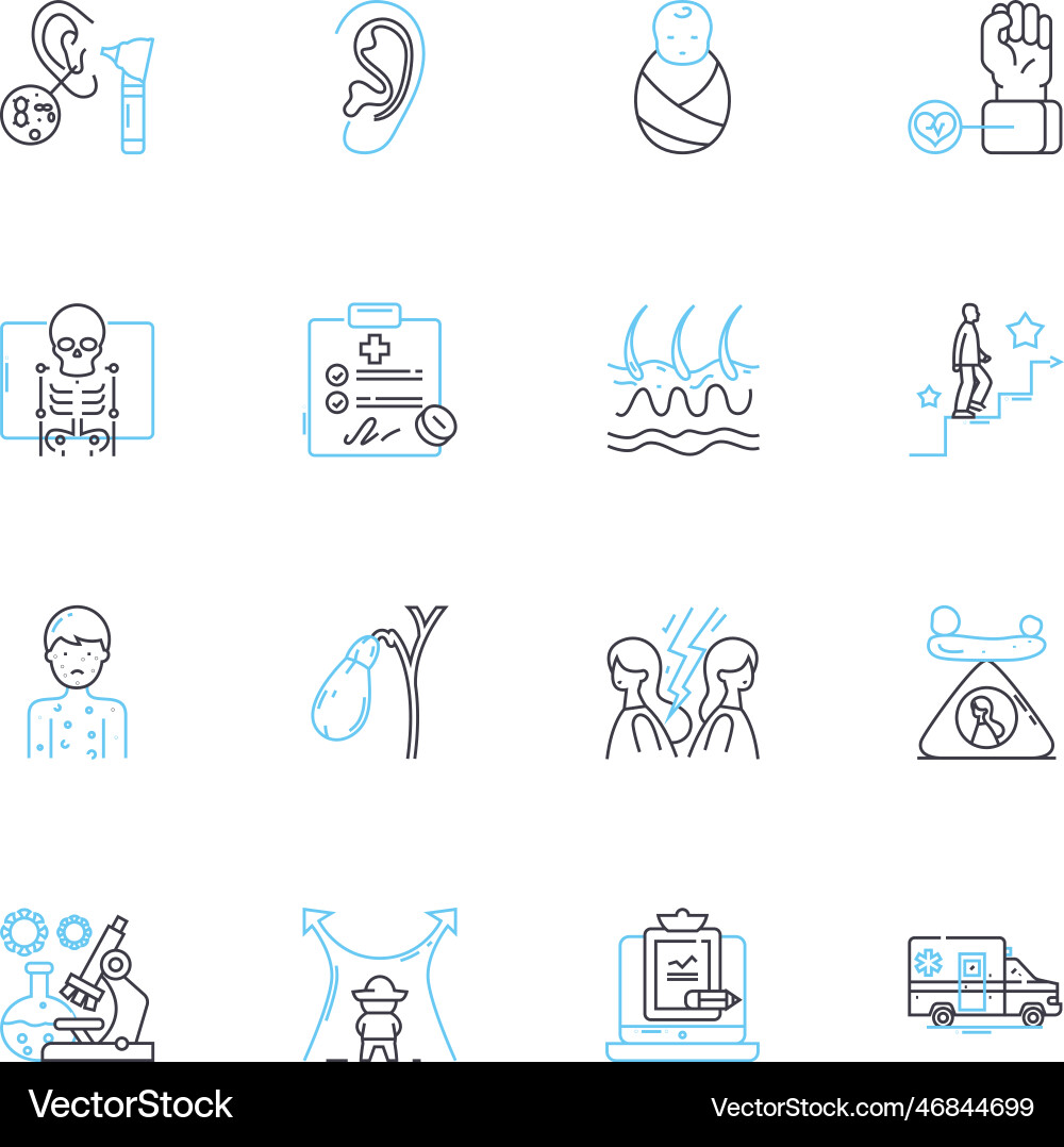 Genetic condition linear icons set mutation Genetic condition linear icons set mutation vector image