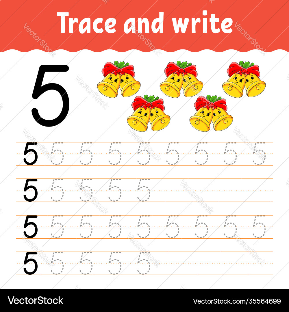 Learn numbers trace and write winter theme Learn numbers trace and write winter theme vector image