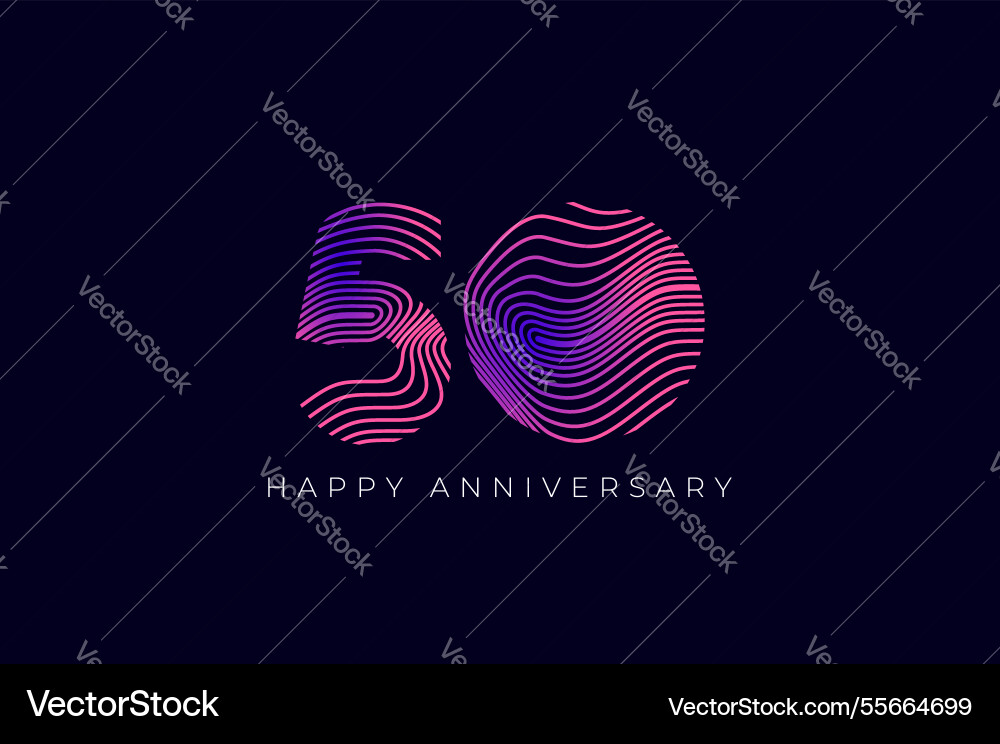 Numeric design with line curve 50th happy Numeric design with line curve 50th happy vector image