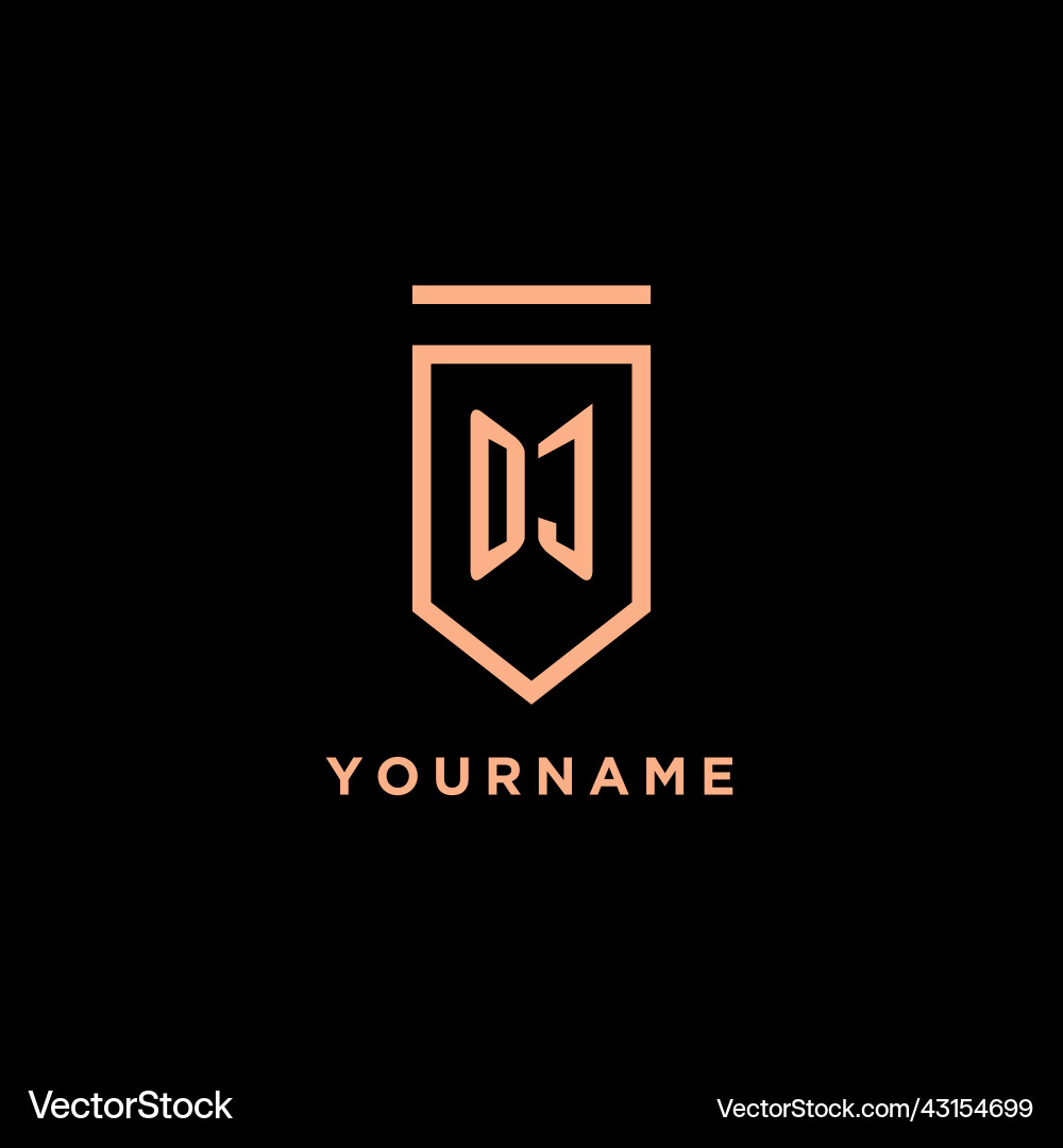 Oj monogram initial with shield logo design icon Vector Image