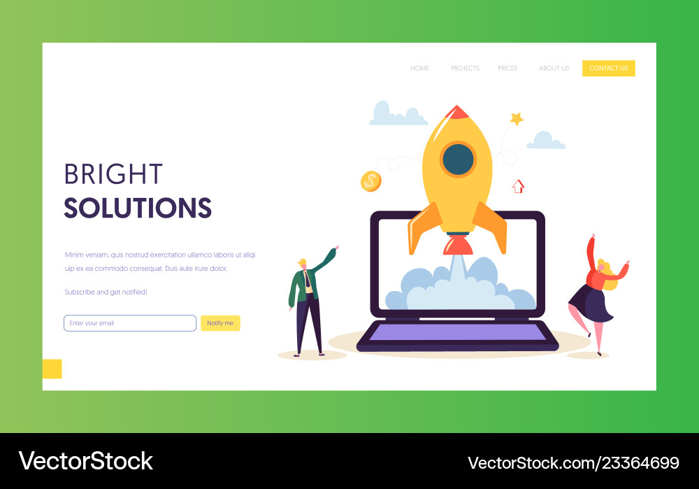 Rocket Startup Landing Page Vektorbild
