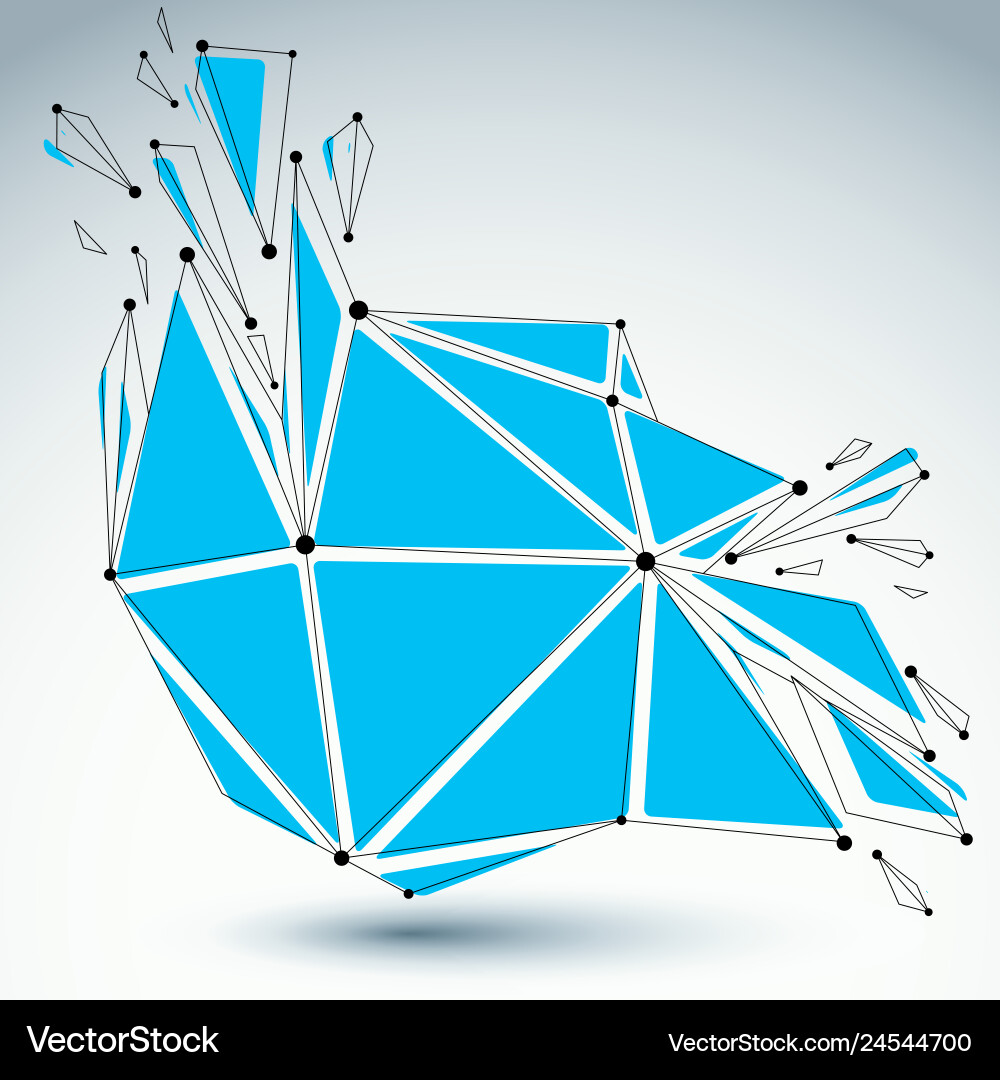 3d low poly object with black connected lines Vector Image