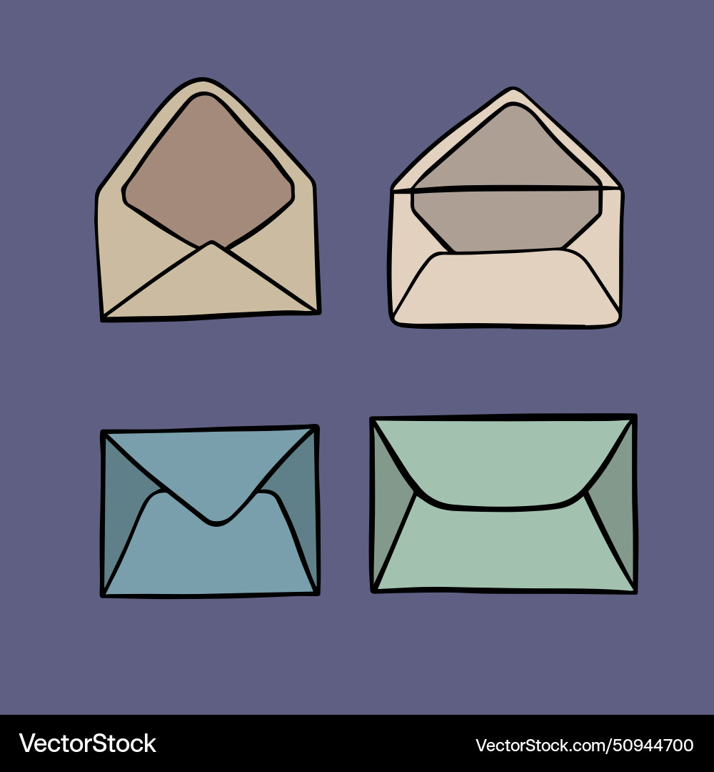 A set of open and closed envelopes Vector Image