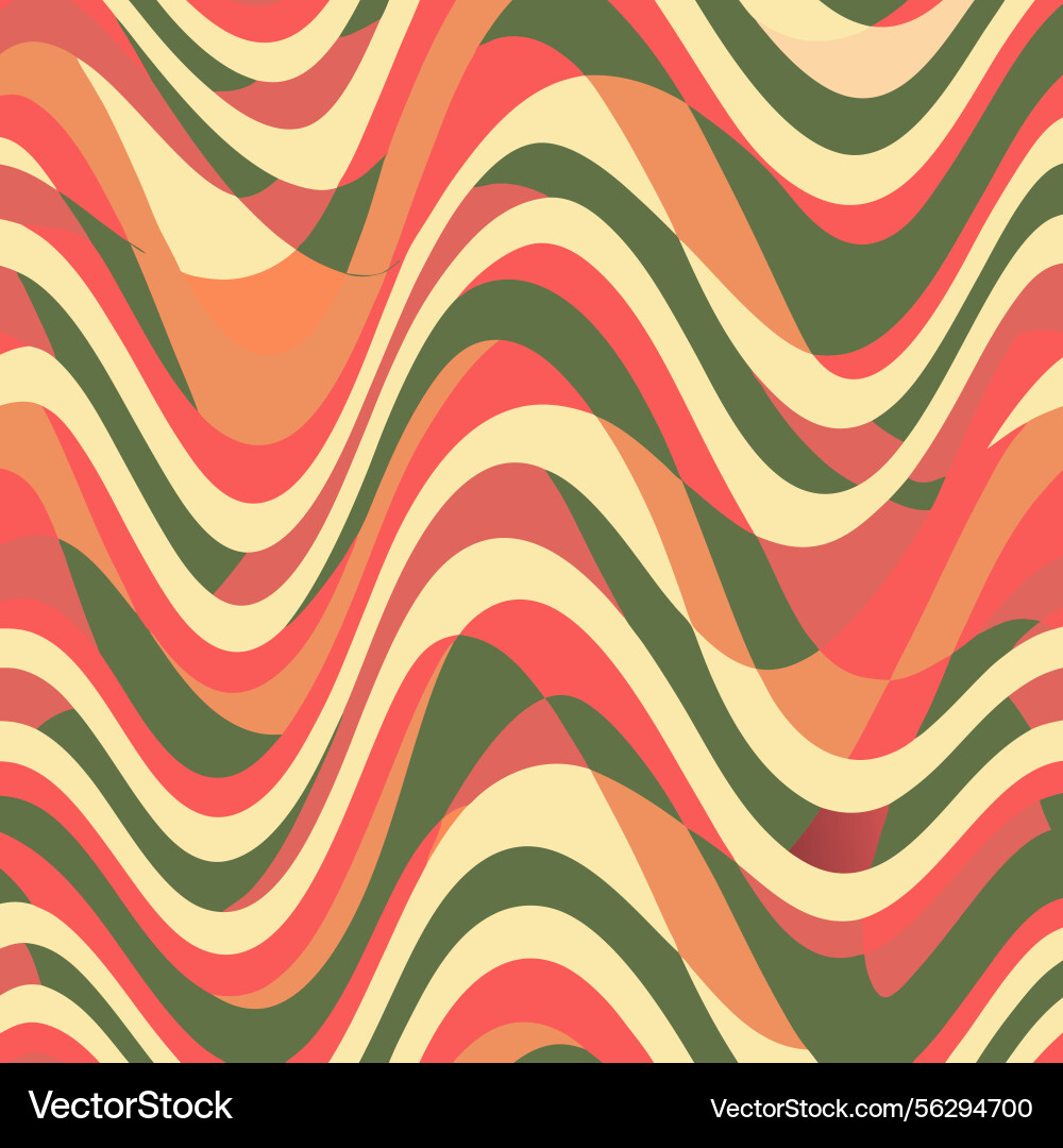 Abstract wavy lines pattern in warm colors retro Vector Image