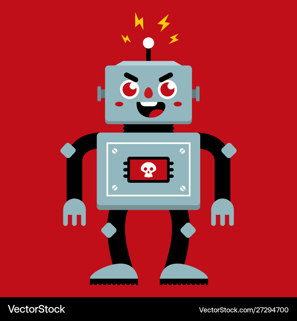 An evil robot that has broken Vector Image