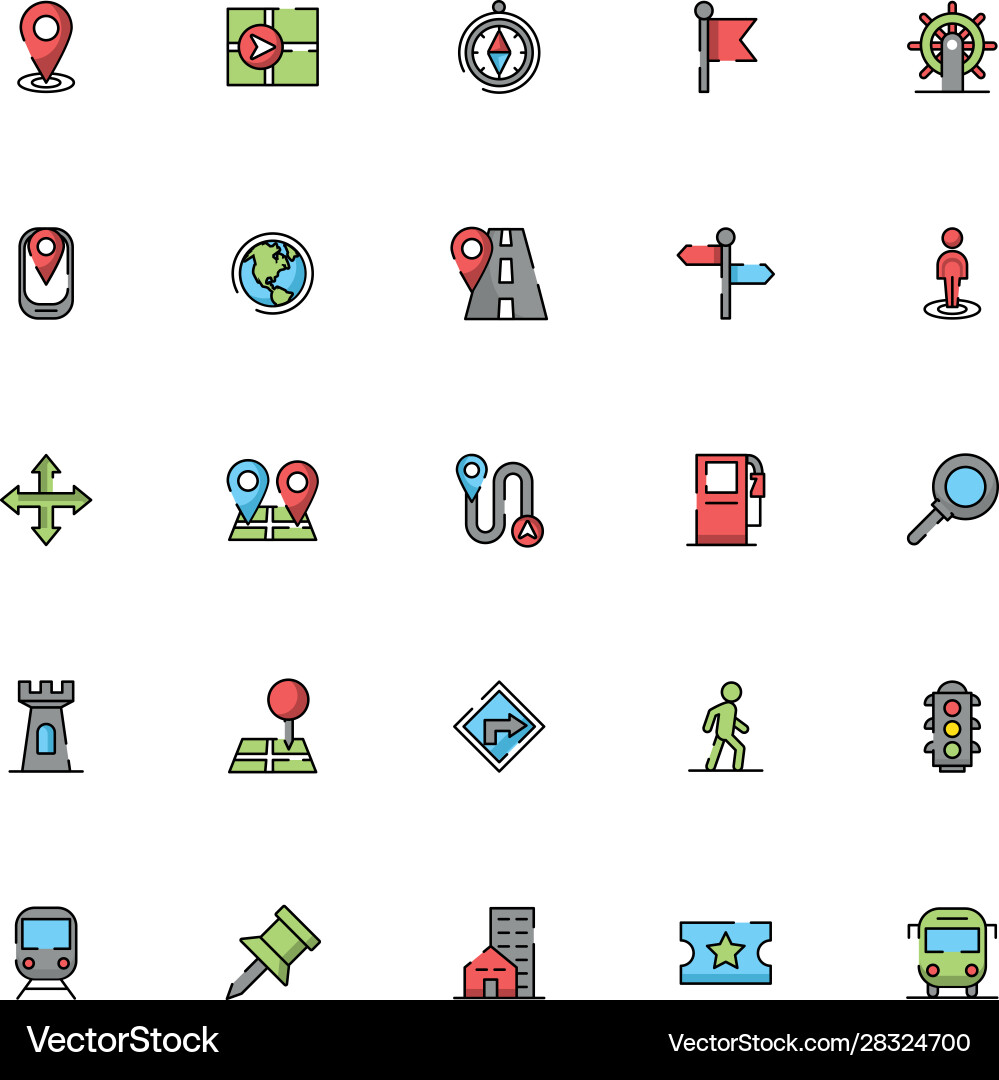 Bundle maps and navigation icons vector image