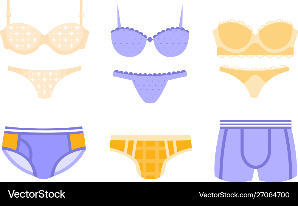 Collection male and female underwear clothes Collection male and female underwear clothes vector image