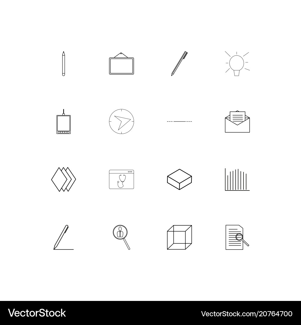 Creative process and design linear thin icons set Vector Image