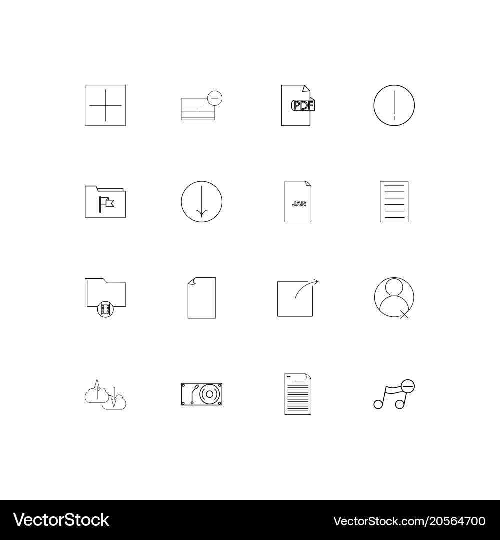 Files and folders sign simple linear icons set Vector Image