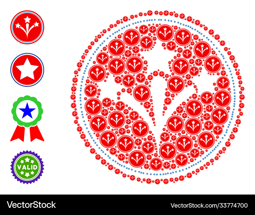 Pyrotechnics seal stamp recursion composition Pyrotechnics seal stamp recursion composition vector image