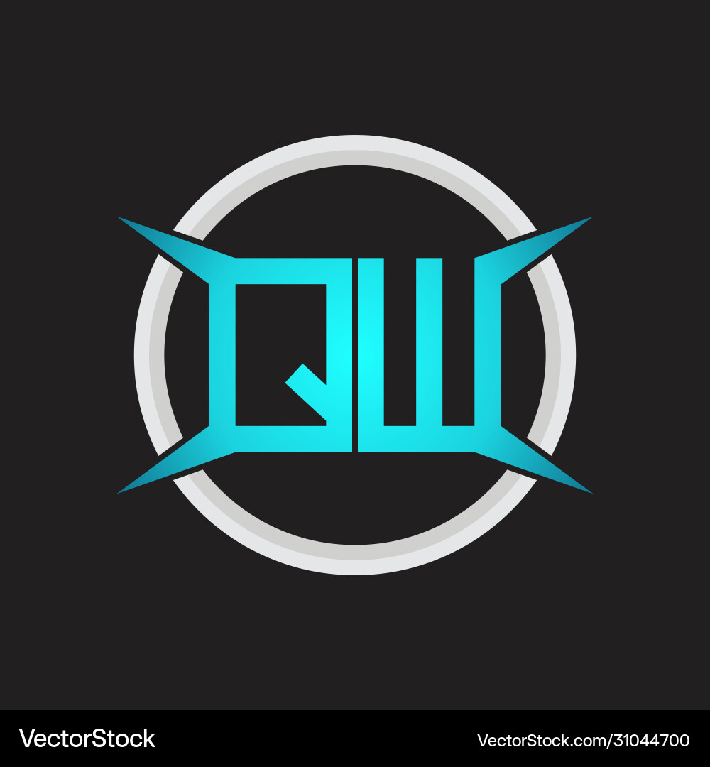 Qw logo monogram with circle and four taper shape Qw logo monogram with circle and four taper shape vector image