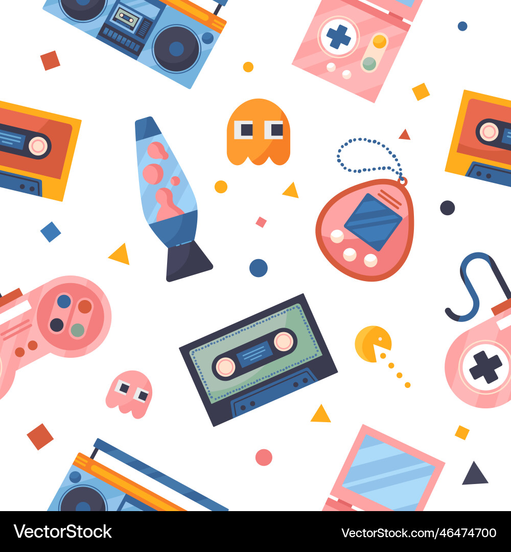 Retro games seamless patterns vector image