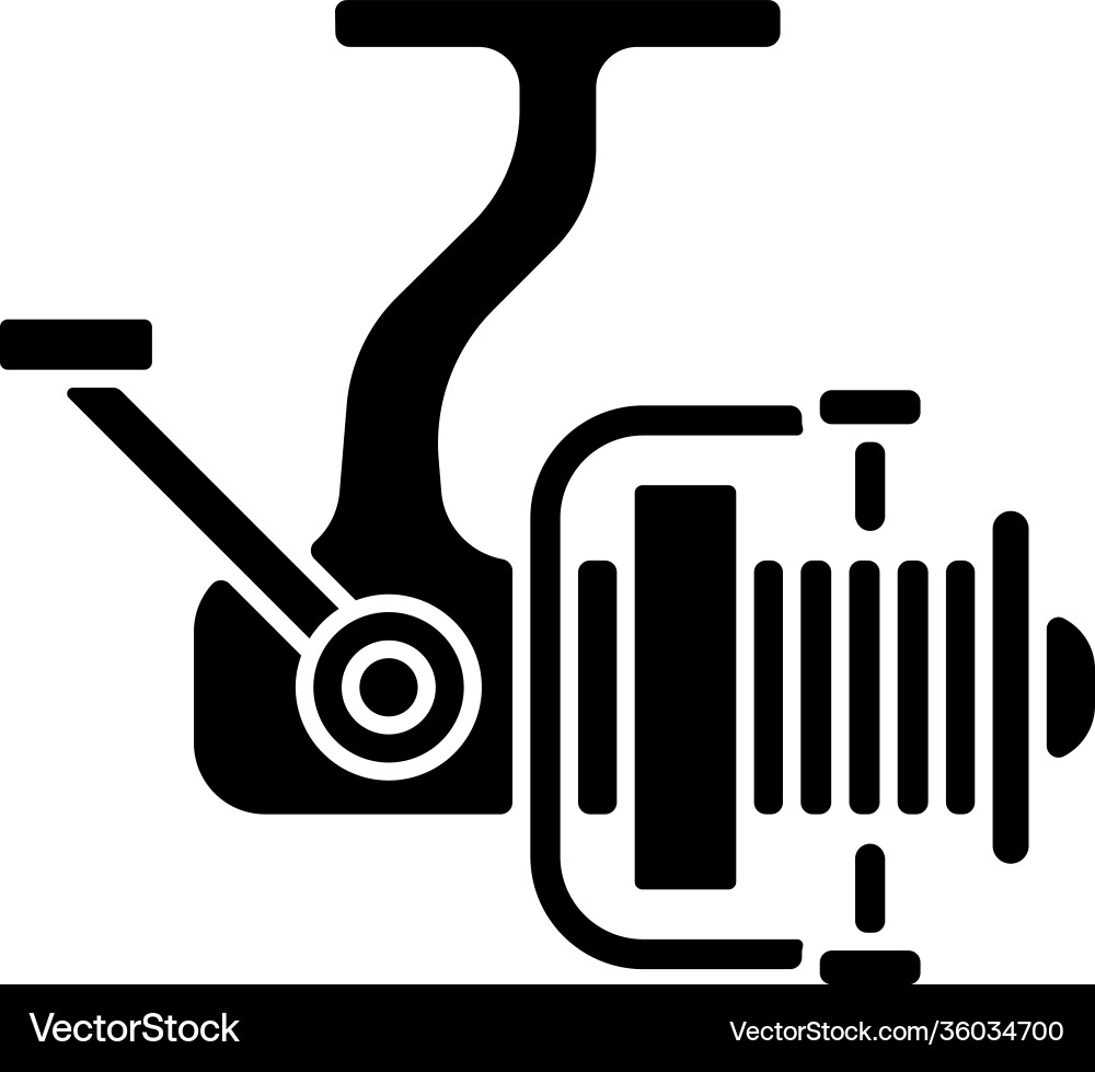 Schwarz Angeln Reel Glyph Vektorbild