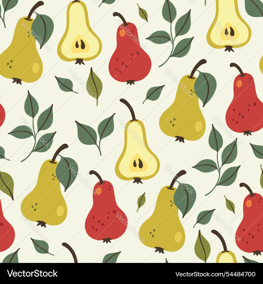 Seamless pattern with red and green pears image Seamless pattern with red and green pears image vector image