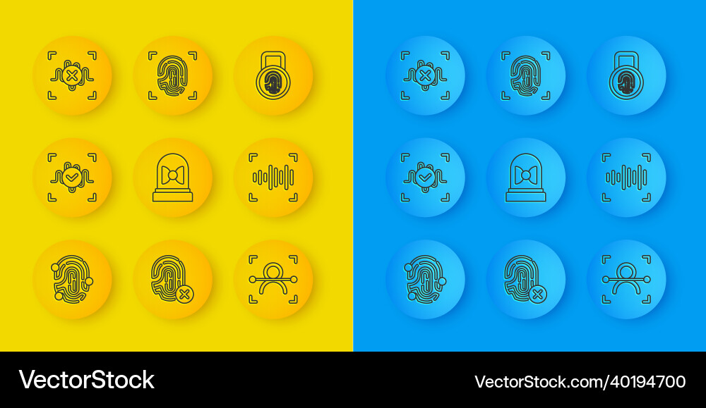 Set line fingerprint voice recognition motion Set line fingerprint voice recognition motion vector image