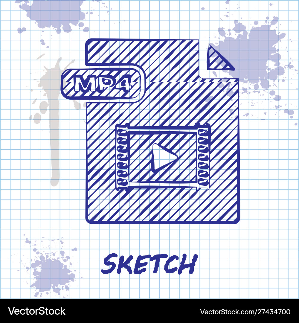 Sketch line mp4 file document download button Sketch line mp4 file document download button vector image