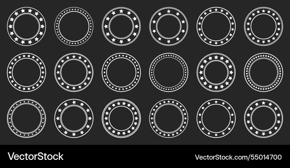 Stars of various sizes arranged in a circle round Stars of various sizes arranged in a circle round Vector Image
