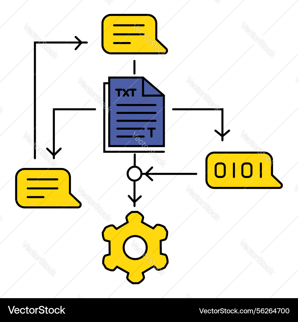Text processing ai flowchart icon design Text processing ai flowchart icon design Vector Image