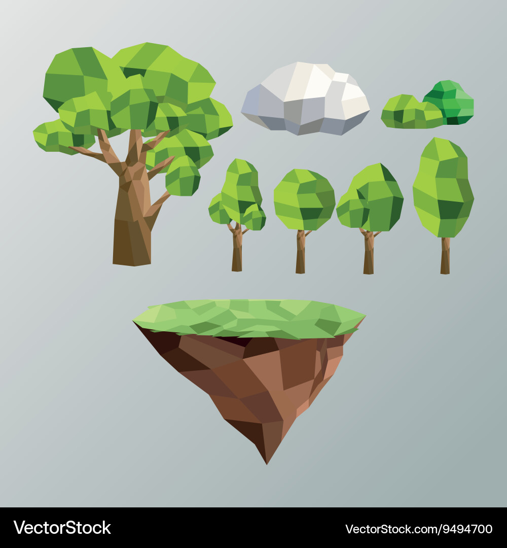 Tree and cloud icon polygonal image vector image
