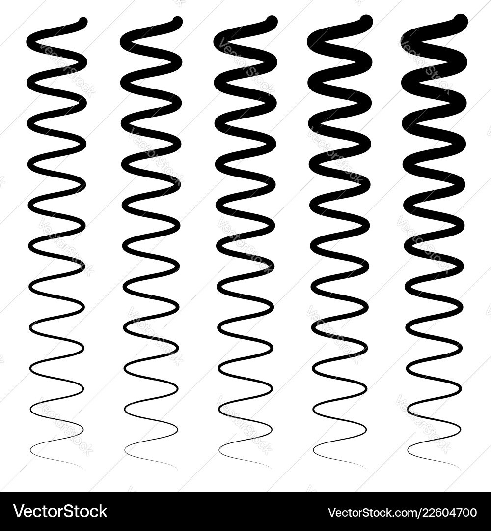 Wavy zig-zag lines - thinner and thicker versions Wavy zig-zag lines - thinner and thicker versions vector image