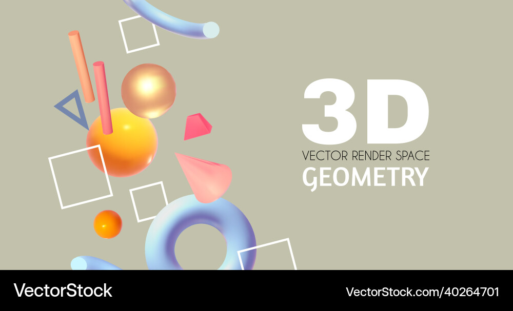 Abstract 3d geometric render background realistic vector image