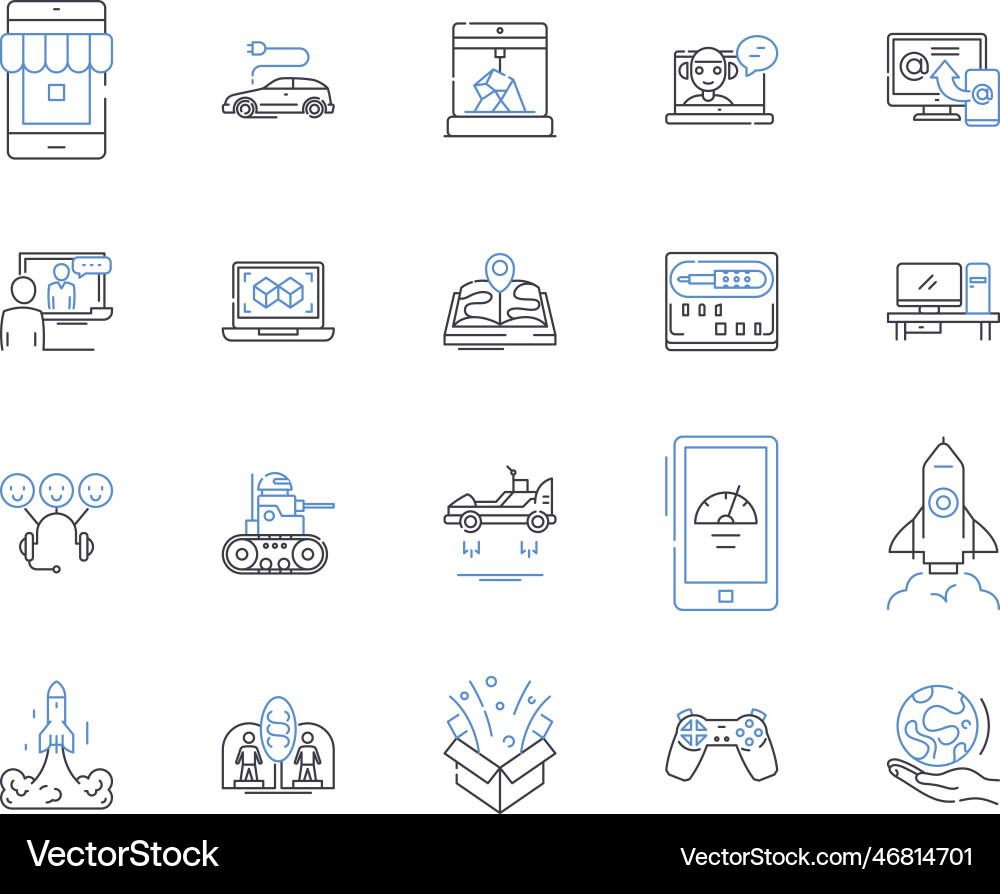 Cybernetic systems line icons collection robotics Vector Image