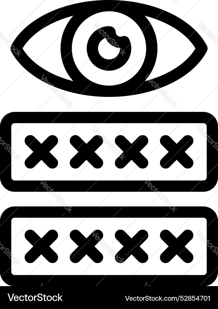 Eye watching password form icon representing vector image