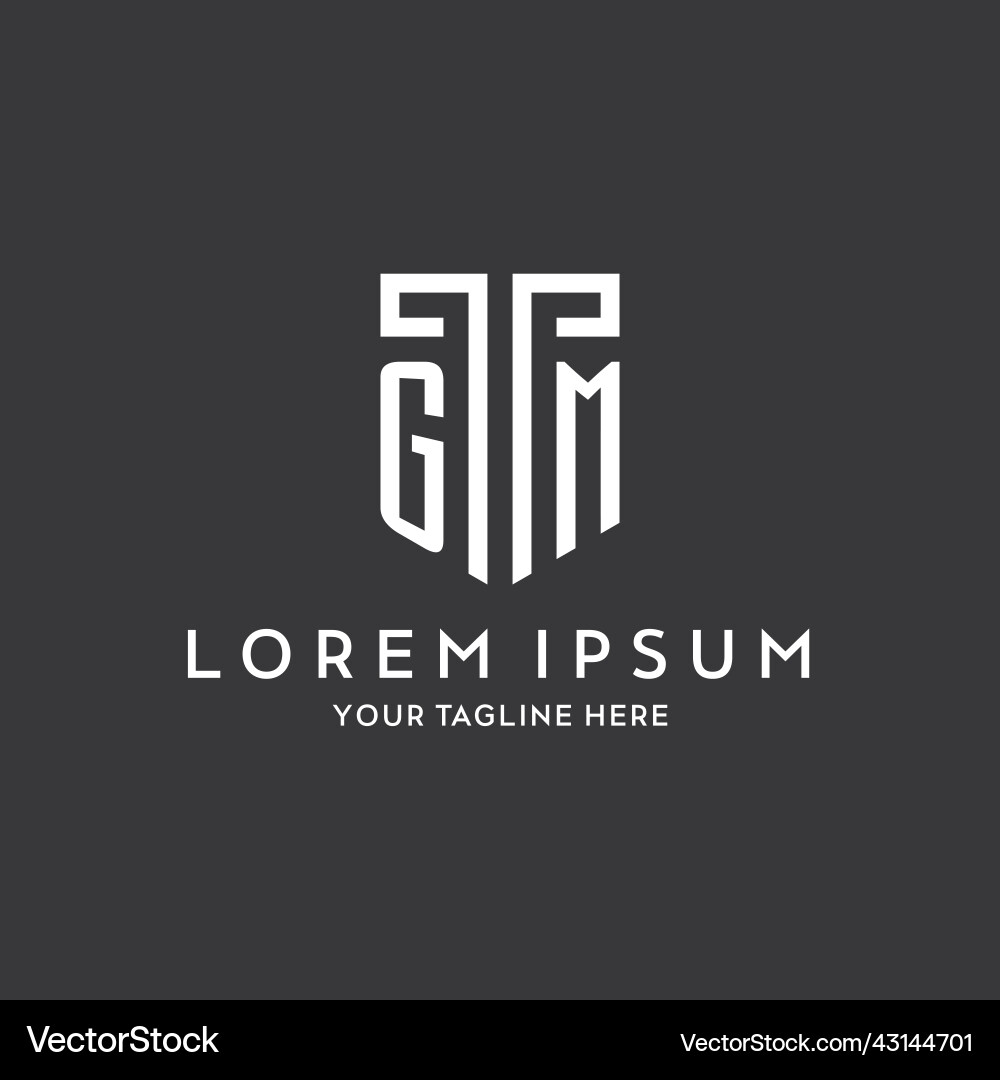 Gm monogram initial name with shield shape icon Vector Image