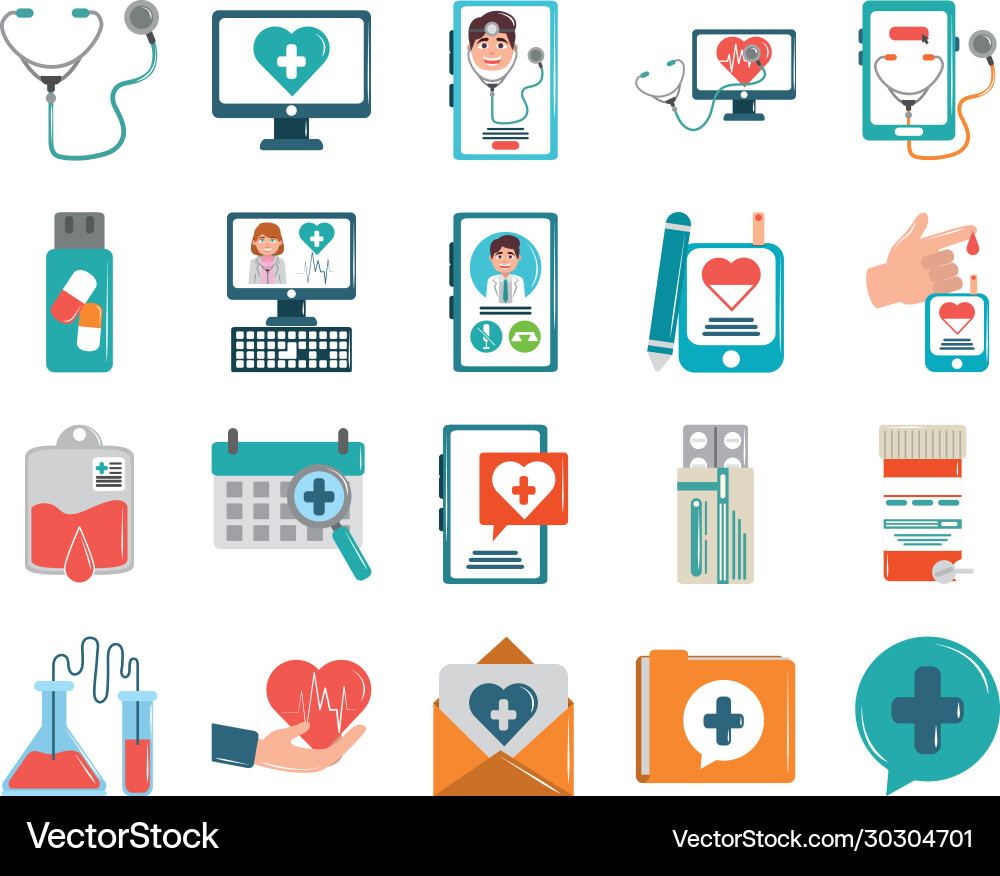 Health & Medicine Icons - Care Set vector image