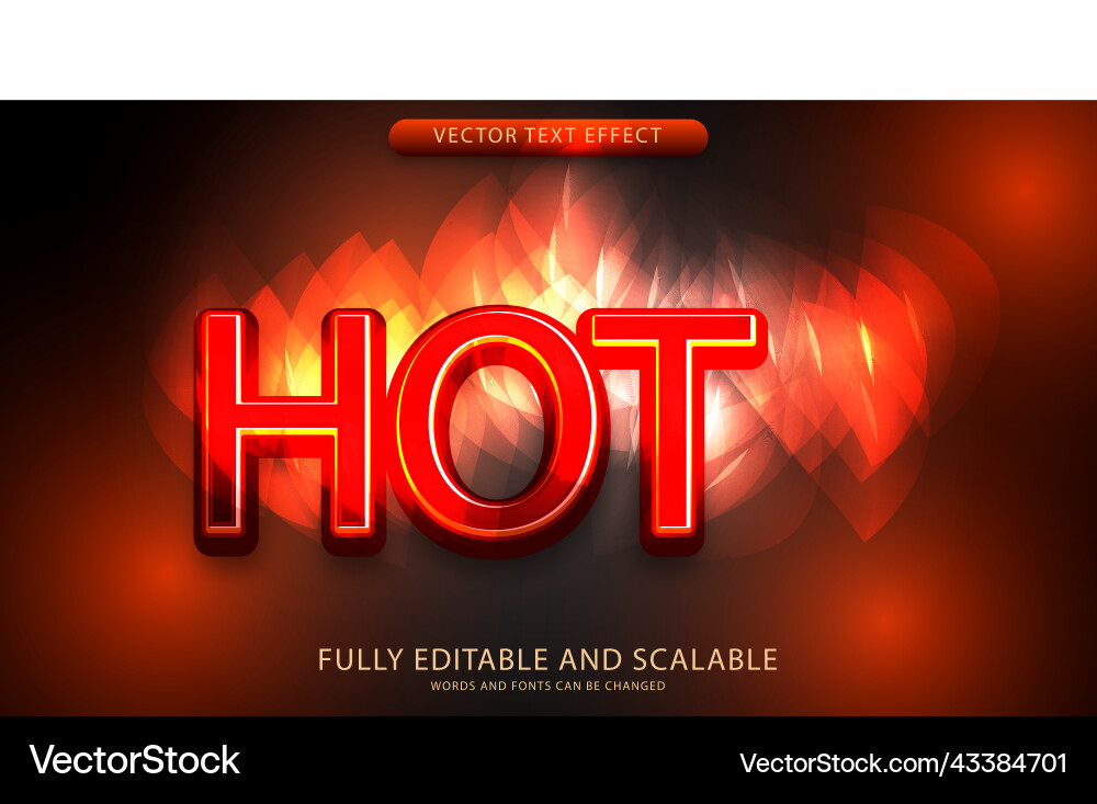 Hot text effect editable eps file vector image