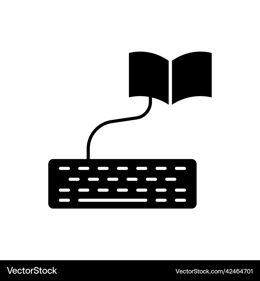 Icon input data online keyboard open book solid Vector Image