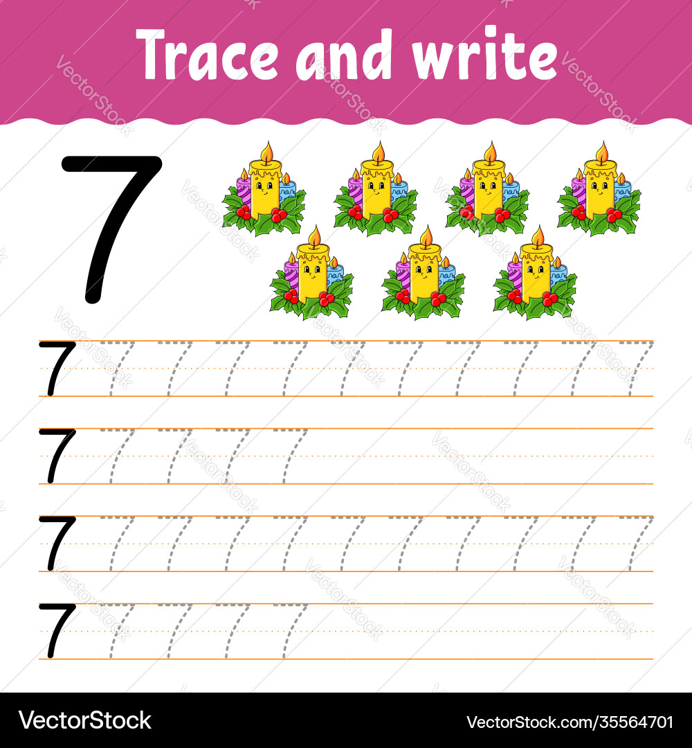 Learn numbers trace and write winter theme Learn numbers trace and write winter theme vector image