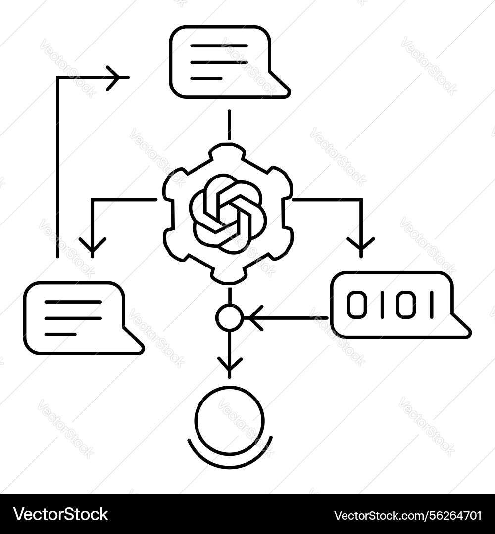 Machine learning chatbot ai text generation icon vector image