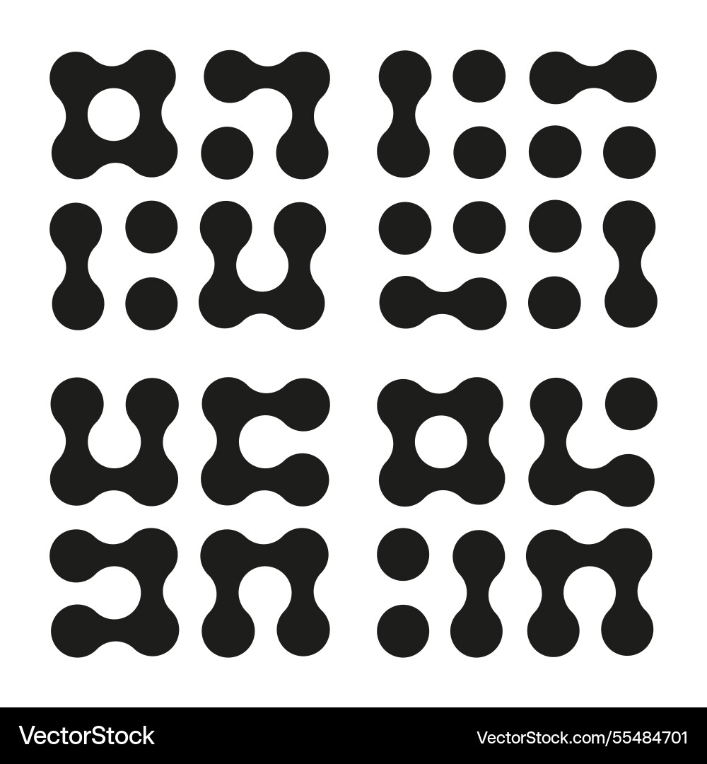 Metaball icons connected dots symbols set Metaball icons connected dots symbols set vector image