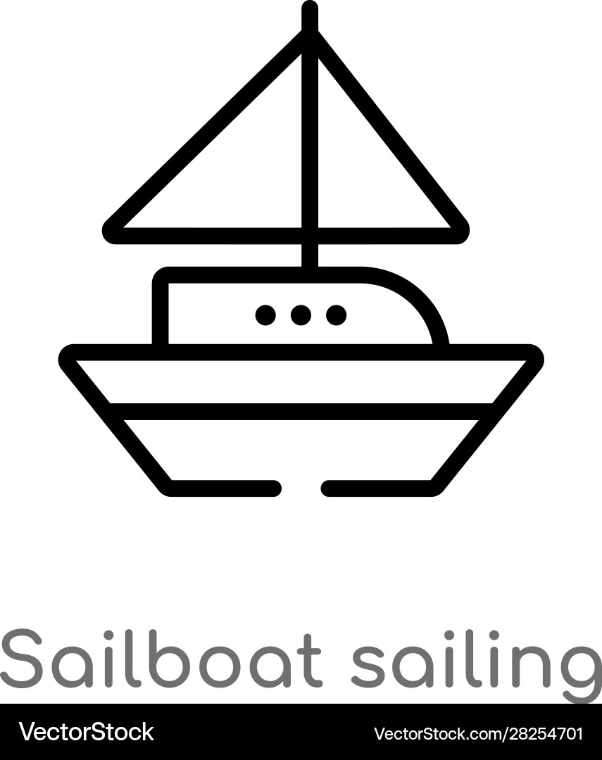 Outline sailboat sailing icon isolated black Vector Image