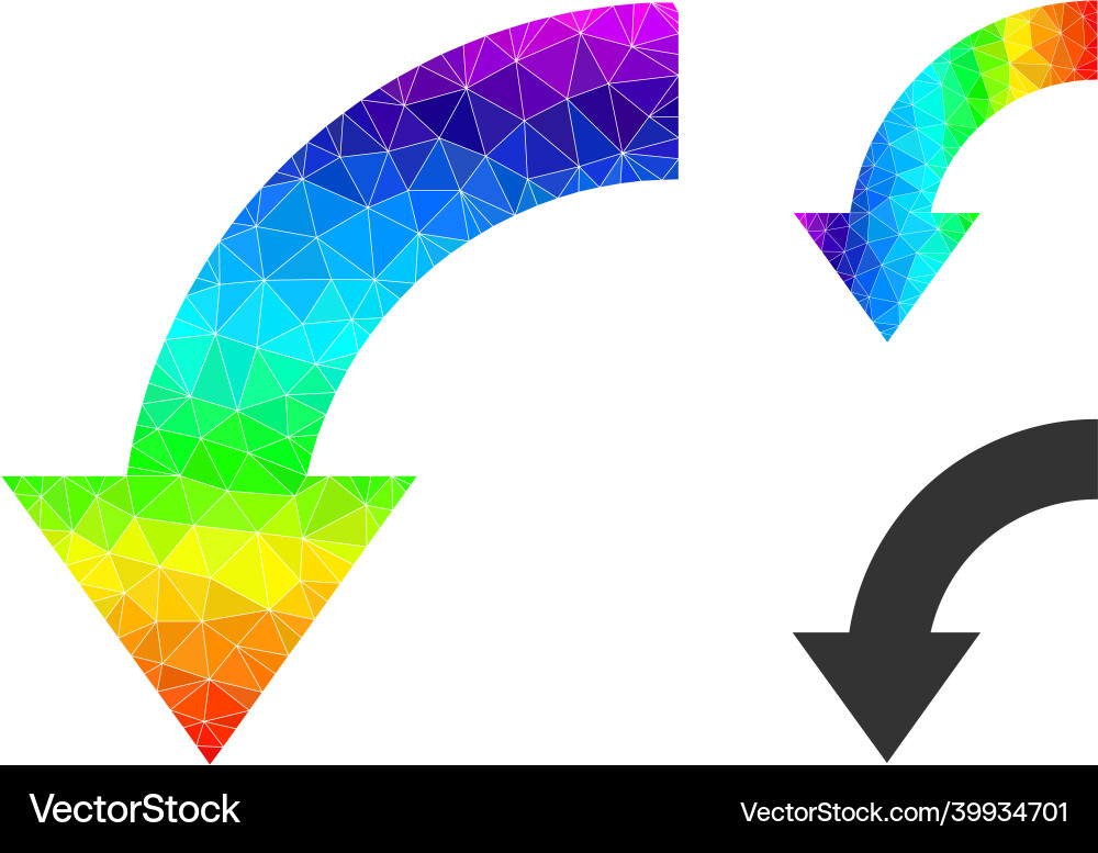 Polygonal rotate down icon with spectrum Polygonal rotate down icon with spectrum vector image