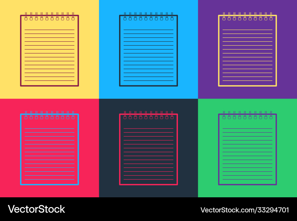 Pop art notebook icon isolated on color background vector image