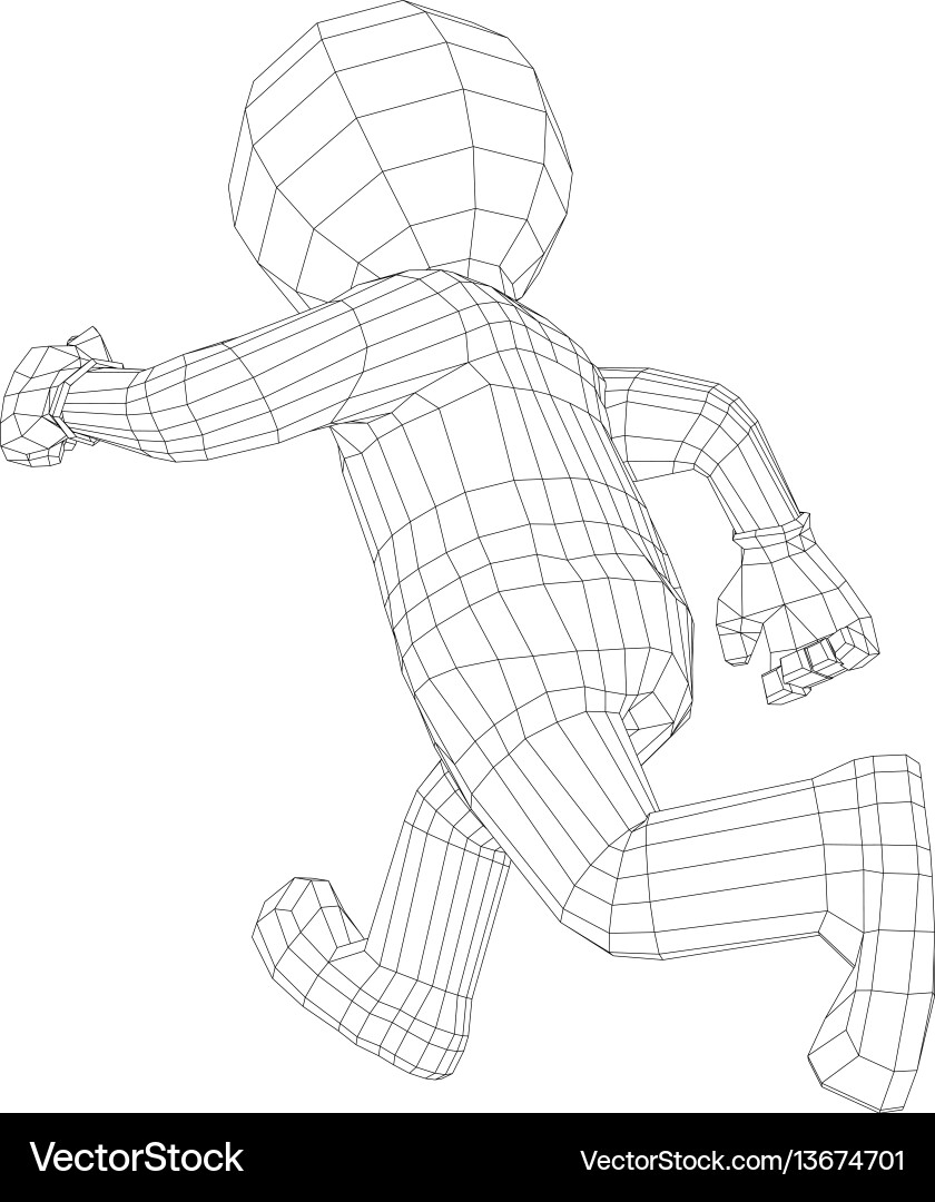 Puppet 3d man running vector image
